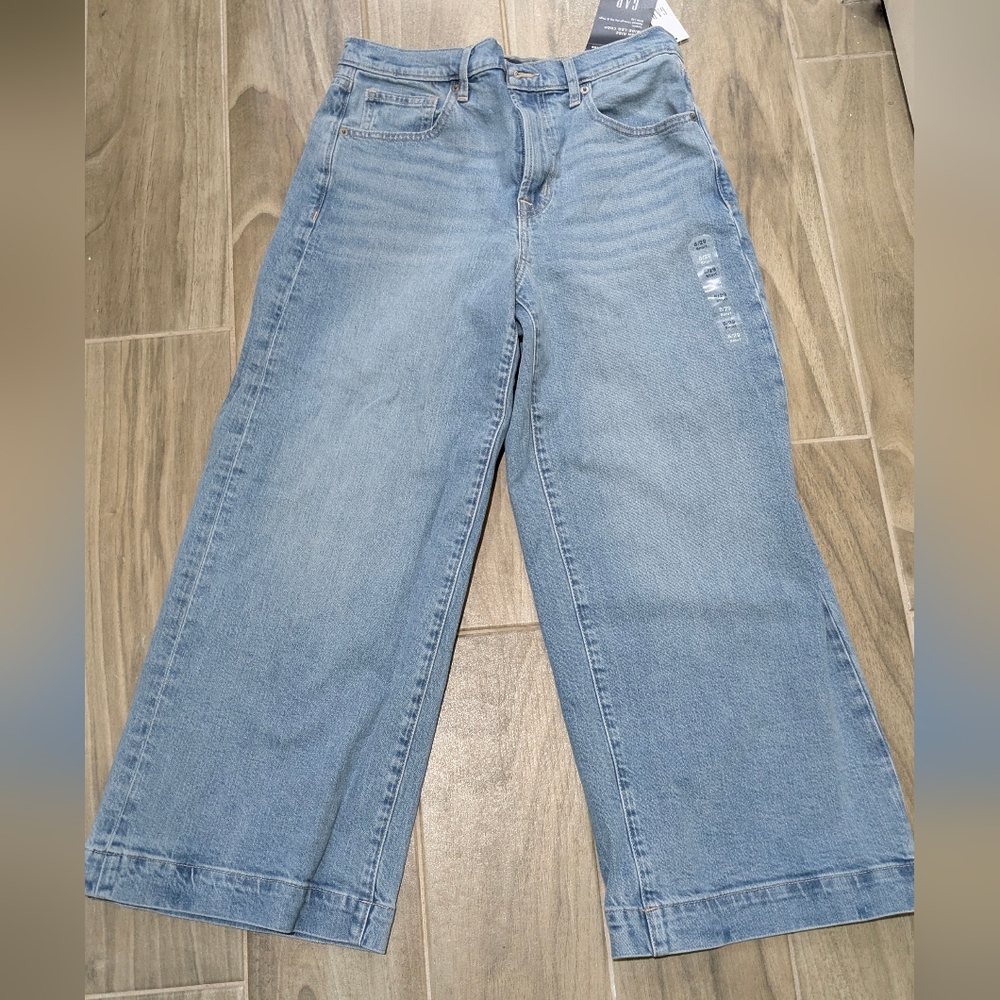 New Gap Wide-Leg Crop Light Blue Jeans